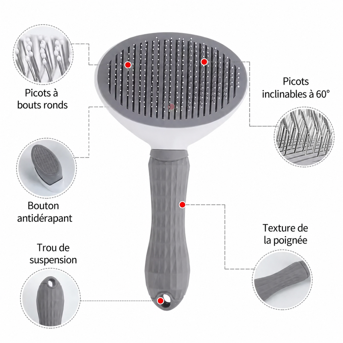 Brosse autonettoyante pour chien & chat